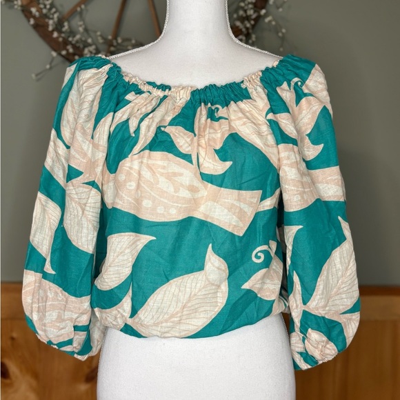 Rachel Zoe Teal and Cream Blouse size Small NWT. - Picture 1 of 8